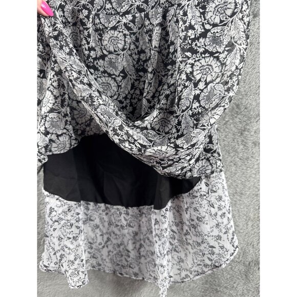 Faded Glory Womens Floral Black & White Sleeveless Chiffon Tank Top M (8-10) - Picture 5 of 12